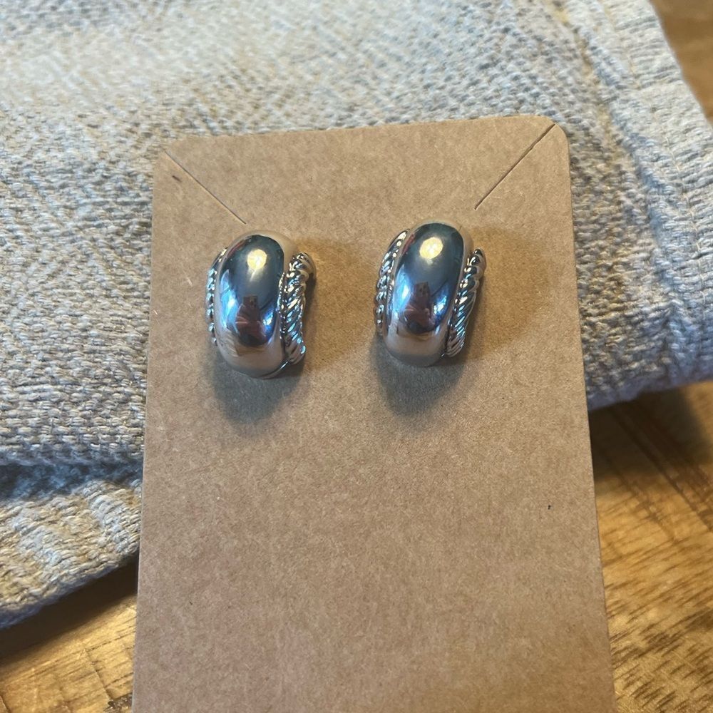 Kenneth jay lane silver tone earrings